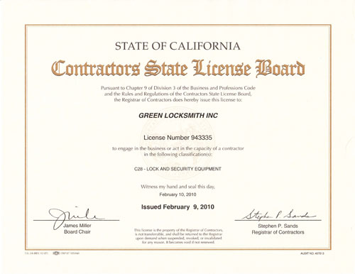 Contractors Certificate